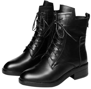 DYYEUAVT Stivaletti Classici alla Caviglia, Scarpe da Donna Primaverili, Stivali Chelsea con Tacco Basso, in Pelle for(Black,37)