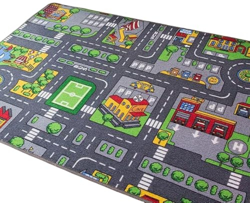 mophrati Kinder Spielmatte Bildung Teppich Spielzeug Auto Straße Matte Spiel Teppich Lernen Entwicklung Anti und absorbieren Zimmer, 90x140cm