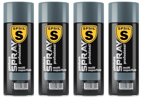 SPSIL Pintura Spray Brillante Gris Perla(pack of 4) 400ml, Metal Secado RápidoPintura Profesional Interior Exterior, Aplicación Fácil en Madera Plástico, DIY Decoración Muebles Automóviles