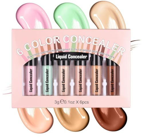 Prreal 6Pcs Makeup Concealer Set, Natural Concealer Full Coverage, Set B | Under Eye Corrector and Facial Color Corrector, Buildable Face Cream Contouring Makeup(Color B)