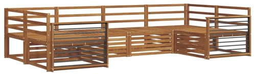 vidaXL Sofagarnituren 6 pcs Natur Massivholz Akazie, Moderner Garten-Sofa, strapazierfähiges Terrassen-Set, Bequeme Sitzmöbel für Deine Lounge-Atmosphäre
