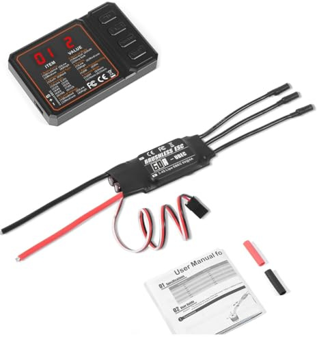 YGBWAOV Variateur Brushless 60A 2-3S Lipo avec Sortie Bec et Carte de Programmation pour Voiture RC, Bateau, Avion - Pièces DIY