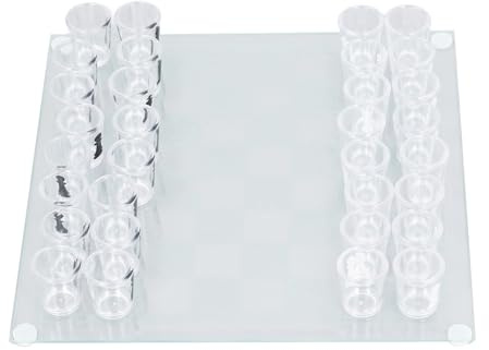 Vistreck Schnapsglas-Schachspiel, Trinkspiel – Lustiges 22,5 X 22,5 cm Großes Schachbrett mit Schnapsglasfiguren für Spieleabende und Partys