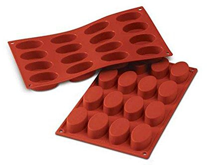 silikomart | SF0017 Stampo in Silicone per Monoporzioni OVALI, Antiaderente, 16 Ovali, Confezione da 1 Stampo per Dolci, 55 x 33 mm, h 20 mm, Made in Italy