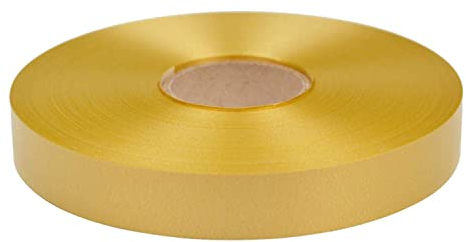Geschenkband Ringelband 19mm x 100m wasserfest - 30 FARBEN in 5/10/19/31/50mm - Dekoband aus Kunststoff - Polyband zum Basteln von Weihnachtssternen und Autoschleifen - Gold