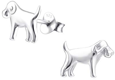 Monkimau Mädchen Ohrringe Hund Ohrstecker aus 925 Sterling Silver Silber