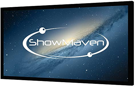 ShowMaven 100in Fixed Frame Projector Screen, Diagonal 16:9, Active 3D 4K Ultra HD Projector Screen for Home Theater or Office (16:9, 100)