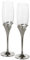 Casablanca Set di 2 Flute da Champagne a Forma di Cuore, in Metallo/Vetro, in Confezione Regalo Argentata, Altezza: 27 cm, Diametro: 7 cm