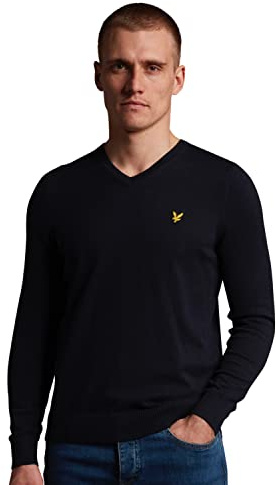 Lyle & Scott Mens Cotton Merino V Neck Lightweight Golf Sweater