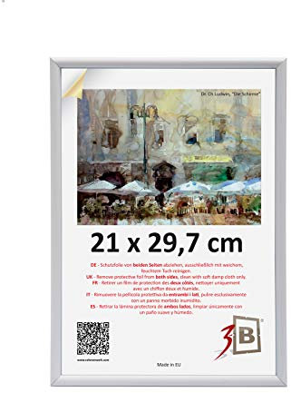 3-B Cadre de l'image FOTO - 21x29,7 (A4) - blanc - cadre photo en plastique, mural et de table, avec verre acrylique