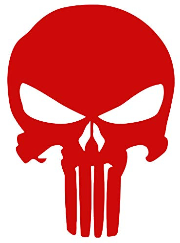 Punisher Aufkleber Auto Sticker Autosticker Autoaufkleber Decal War Zone Totenkopf Skull (20 x 28 cm, Rot)