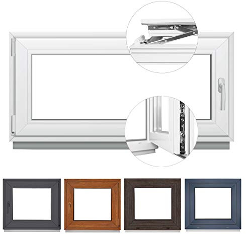 Fenster Kellerfenster Kunststofffenster BxH: 50x50 cm 2-fach Verglasung Dreh Kipp Weiß – Premium (BxH: 50x50 cm DIN Links)