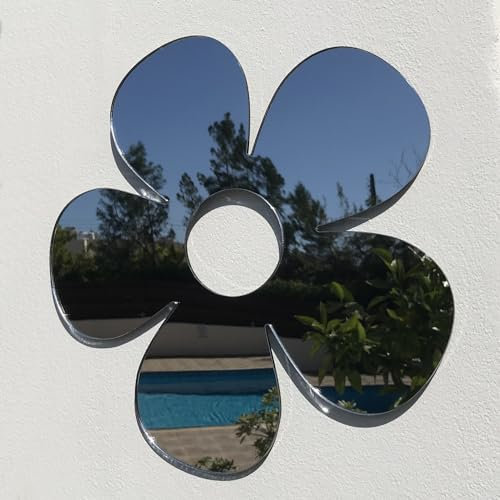 Servewell Daisy Flower Garden Mirrors-10cm Diameter-Silver - Mirror
