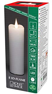 Konstsmide LED Echtwachskerze, weiss, 4/8h Timer, weiß, batteriebetrieben, Innen, 1 warm weiße Dioden - 1828-100