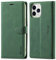 LOLFZ Wallet Case for iPhone 12 Mini, Vintage Leather Case Card Holder Kickstand Magnetic Closure Flip Case Cover for iPhone 12 Mini 5.4 inch - Green