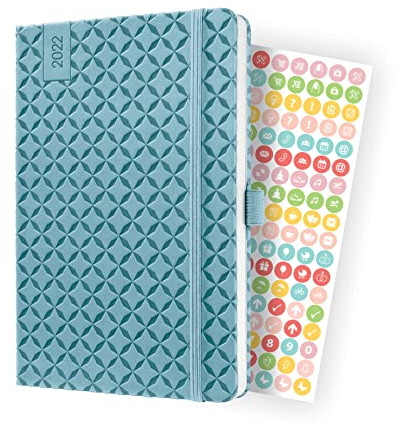 SIGEL J2113 Wochenkalender Jolie 2022 - ca. A5 - blau - Hardcover - 174 Seiten - mit fröhlichem Kalendarium, vielen Infos und praktischen Stickern - FSC-zertifiziert - Terminplaner