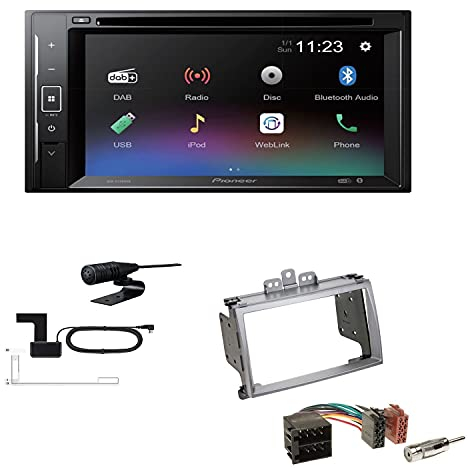 Pioneer AVH-A240DAB Autoradio Bluetooth DAB DVD USB passend für Hyundai i20 2009-2012 Silber