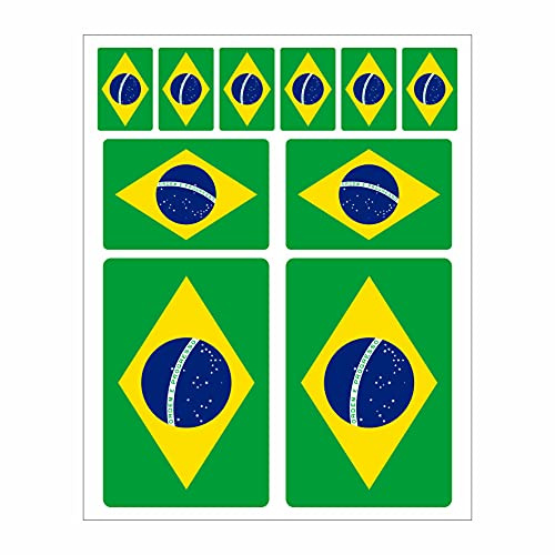 Generisch 10 Stück Flaggen Aufkleber Brasilien Set | Sticker Brazil Autoaufkleber