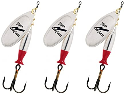 Mepps Cucchiaio rotante a palette ovale, set di 3 Aglia Long Cast No4-17G, colore: Argento