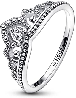 PANDORA Königlicher Perlen Diadem-Ring aus Sterling Silber mit Zirkonia - kombinierbar mit Schmuck Moments Kollektion - Größe: 52