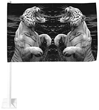 Autoflagge 2 Stück Auto Fenster Fahne Flagge Autofenster Banner Flagge Innendekoration im Freien Flaggen für Auto Gartendeko für Draußen Outdoor Fahne Banner Tigermuster Flaggen Klein 45x30cm 1 Paar