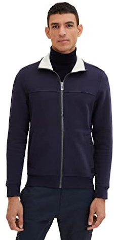 TOM TAILOR Herren 1037049 Sweatjacke Mit Stehkragen, 10690 - Knitted Navy, L EU