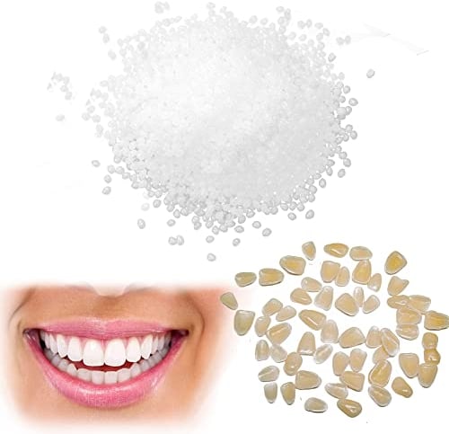 Karjiaja Temporäre Zahnreparaturperlen, Zahn Reparatur Set Zahnfüllung Reparatur Zahnperlen Zahnersatz Instant Furniere Veneers Zähne Zahnreparaturgranulate 50 g Zahngel und ca. 50 Zahnverblendungen
