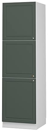 Vicco Herdumbauschrank Fame-Line, Herdschrank, Grün-Gold Landhaus/Weiß, 60 cm
