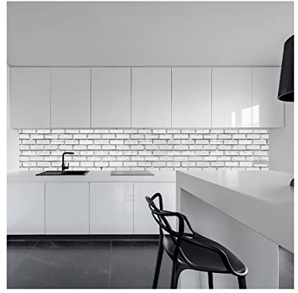 Küchenrückwand Spritzschutz Fliesenspiegel Küche Wandschutz Aluverbund Backstein weiß - 4132 120x50cm matt