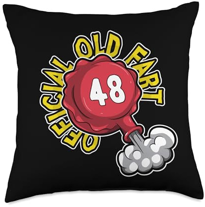 48th Birthday Official Old Fart Funny Red Whopee Cushion Throw Pillow