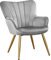 Yaheetech Modern Tub Chair, Velvet Fabric Living Room Armchair, Side Vanity Chair with Curved High Back and Thick Soft Padded Seat for Bedroom Makeup Reading Nook, Light Gray