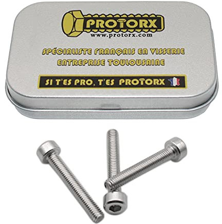 Vis Btr M3 x 20mm : Boite 30 Pcs Vis 6 Pans Creux Tete Cylindrique | Vis CHC Inox Tete Ronde Metal | Visserie Inox pour Rondelle Ecrous Acier A2 Anti-Rouille - DIN 912 | Boite Rangement Vis PROTORX