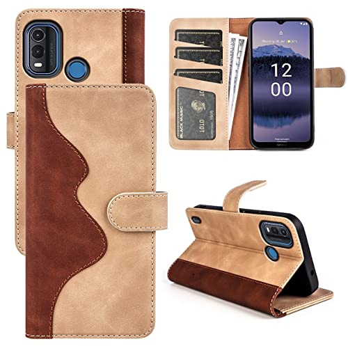 Wigento Für Nokia G11 Plus Design Handy Tasche Wallet Premium Braun Schutz Hülle Case Cover Etuis Neu Zubehör