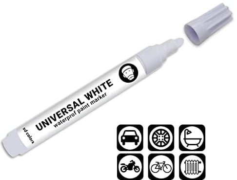 SD COLORS Pennarello universale bianco, impermeabile, per la riparazione di pietrisco, graffi, auto, metallo, legno, plastica, finestre, cornici, porte, cancelli
