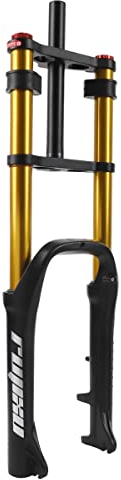 Fourche de 20 Pouces Pneu de 4,0 Pouces Frein à Disque Course 140mm VTT Fourche à Suspension pneumatique for vélo 1-1/8 DH Réglage du Rebond QR 9x135mm Fourche Avant for vélo électrique (Color : Gol