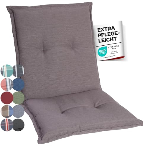 gardisun Gartenstuhlauflagen Niedriglehner I Extra Dicke Sitzauflagen I Made in Europe I Stuhlauflagen für Niederlehner Gartenstuhl I Auflagen mit extra hohem Komfort I 2er Set I Taupe
