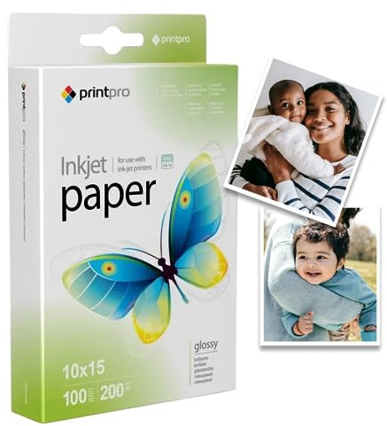 Fotopapier PrintPro von COLORWAY glänzend 200g/m² 100 Blatt 10x15 Sofort Trocken Wasserfest für alle Tintenstrahldrucker