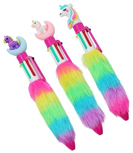 STOBOK 3Er Set PlüSch Kugelschreiber Einhorn Mit Regenbogenfarben Weiche Und Kawaii Kinder Kugelschreiber FüR Schule Und Basteln Ideal Als Geschenk FüR Kinder Und Frauen