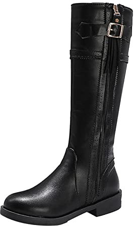 NUSGEAR 2023 Botas altas para Mujer, clásicas Botas por encima de la rodilla Muslo Invierno Elegante Elástico PU Botas de tacón alto Vintage Botas de Jinete Casual Moda Fiesta club Cómoda Zapatos