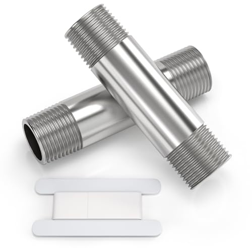 Bwintech 2 pezzi 100MM 3/4 Maschio × 3/4 Maschio filettatura BSP Acciaio inox 304 Nipplo estensore Raccordi per tubi fusi