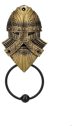 Pacific Giftware Wikinger-Kopf Türklopfer in Antiker Holzoptik, Bronzefarben - 23,5 cm Hoch - Deko Nordmann Figur Helm, nordische Mythologie
