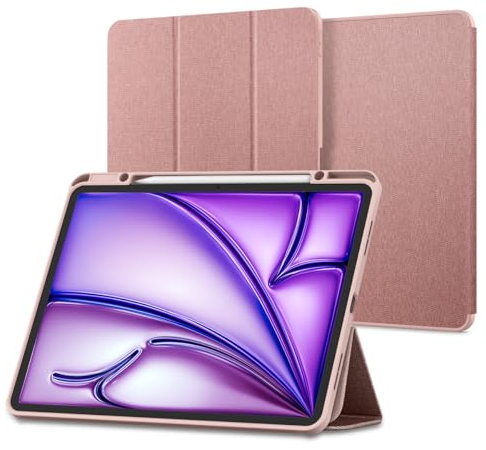 Spigen Urban Fit Hülle für iPad Air 13 Zoll 7. Gen M3 (2025) / 6. Generation M2 (2024) Case mit Stifthalter Auto Schlaf/Wach Funktion stoßfeste, schlanke Schutzhülle mit veganem Veloleder - Roségold