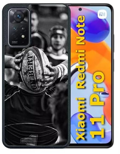 Générique Coque pour redmi Note 11 Pro - Rugby Noir et Blanc - Silicone - Noir