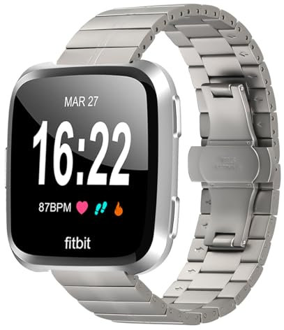 Gimuk Metallarmband, kompatibel mit Fitbit Versa 2, für Damen und Herren, verstellbares Edelstahl-Armband, Ersatz-Uhrenarmband, Armband für Fitbit Versa 2/Versa, Small / Large, Metall, Kein Edelstein