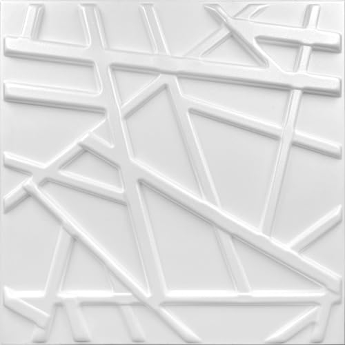 Deccart - 3D Wandpaneele 50x50 cm - Paneele Wand Wall Panels Deko Wandverkleidung Innen Panel Deckenverkleidung Decke Deckenpaneele Platten Styropor EPS-Polystyrol Line 69 0.25 m², 1 Stück,Weiß