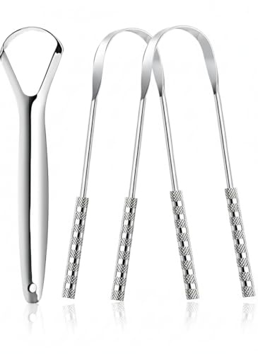 Zungenreiniger von GTEX - Zungenschaber Edelstahl Mundgeruch Bekämpfen - 100% Metall Zungenbürste Tongue Scraper Cleaner - Zungenreiniger Edelstahl [3er Pack] für Mundhygiene