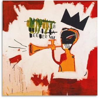 LUBOYANG Jean Michel Basquiat Poster, Trompete, Leinwanddruck, Wandkunst, Poster, dekoratives Gemälde, ungerahmt, 30 x 30 cm