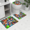 Bad Teppiche Set 3-Teiliges Roter Grüner Koi Fisch WC Vorleger Mit Ausschnitt Badematte Saugfähig WC Deckelbezug Badvorleger rutschfest Waschbar Toilettensitzbezug Badgarnitur (45x75cm)