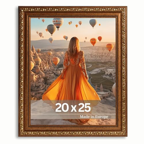 VictoR Chagall - Marco de fotos antiguo artístico estilo barroco (20 x 25 cm, vintage, apto para certificados), color marrón y dorado