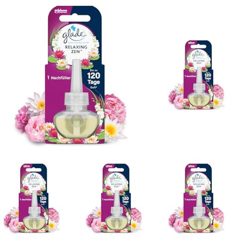 Glade electric ecented oil Nachfüller, elektrischer Raumduft Duftstecker mit Duftöl, Relaxing Zen, (20 ml) (Packung mit 5)